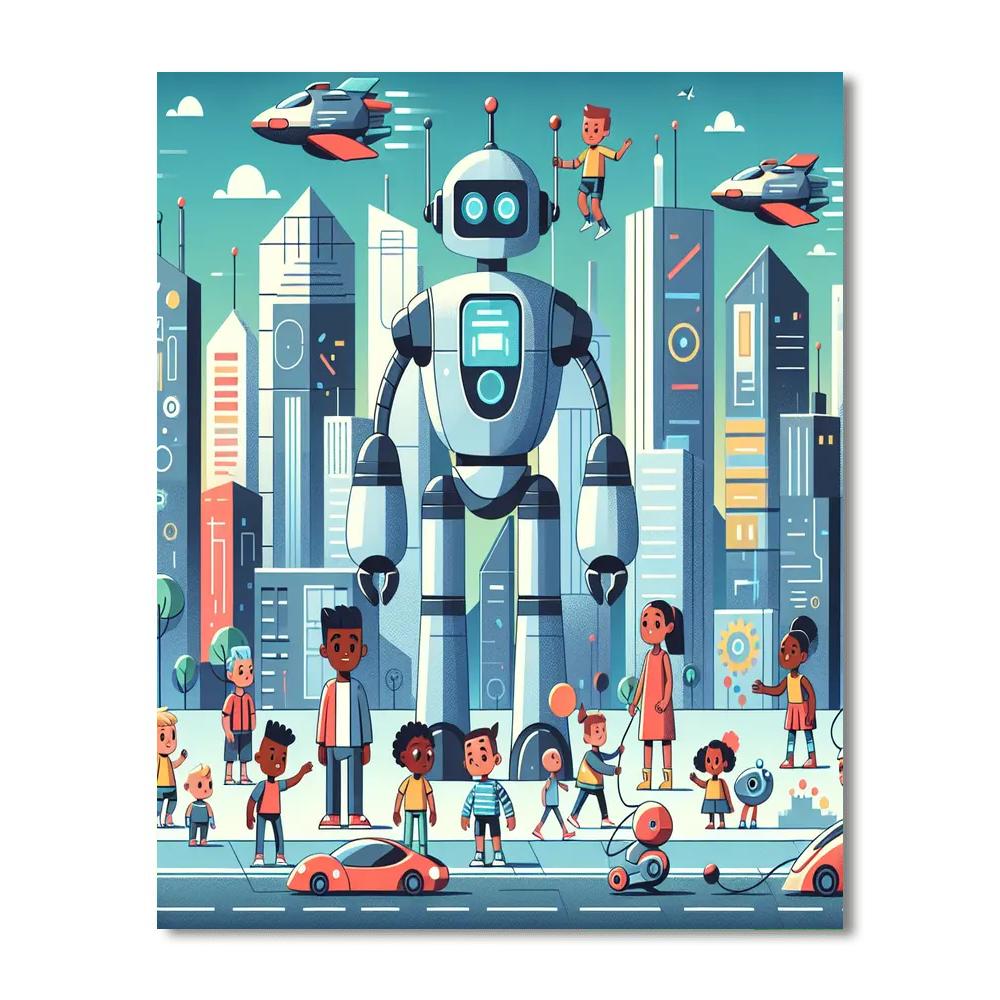 Robo Cityscape Paint By Number