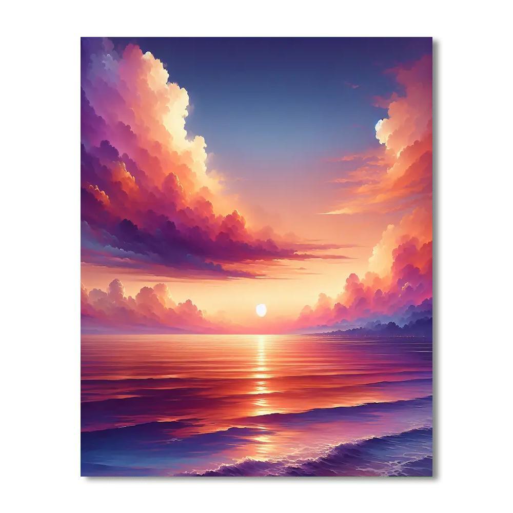 Radiant Ocean Sunset Numbered Painting Kits