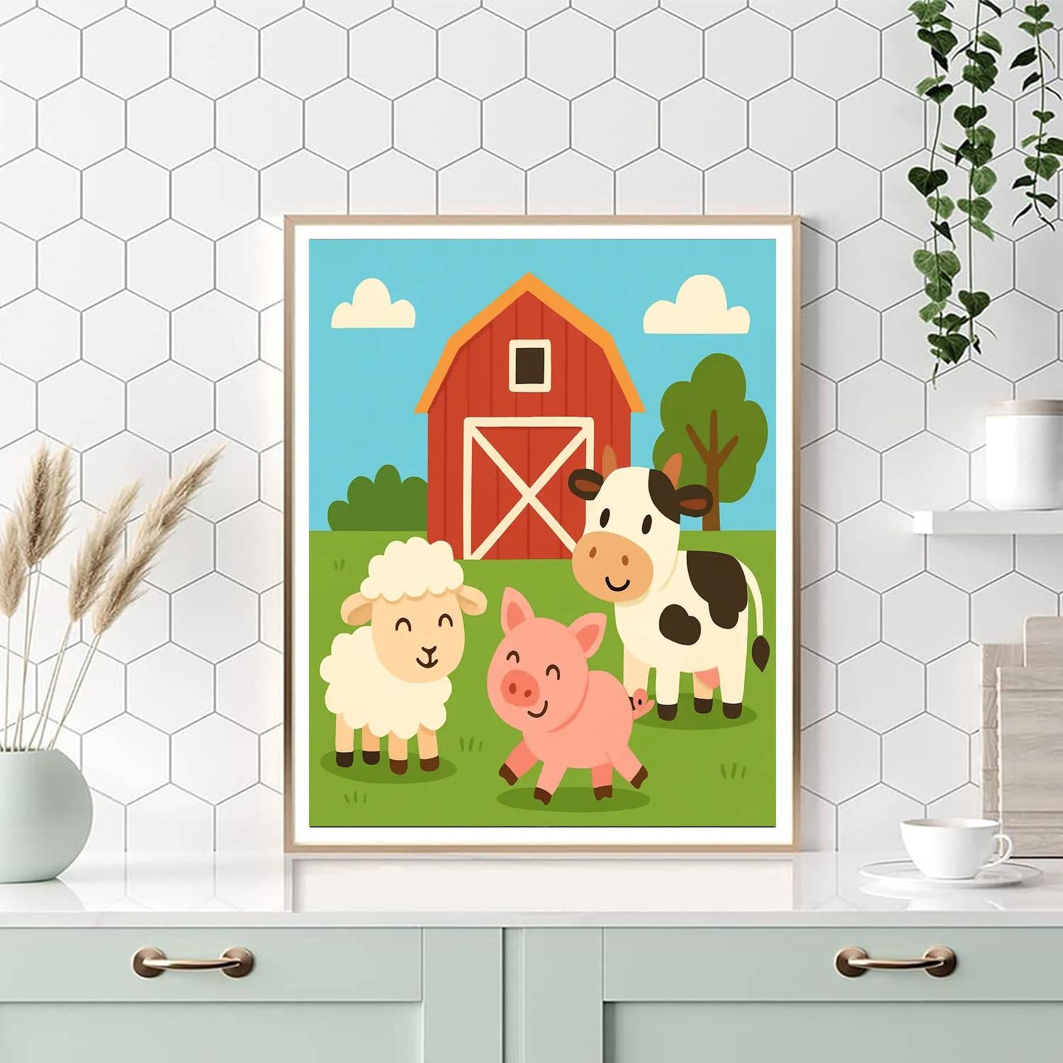 Cute Farmyard Paint By Numbers Art