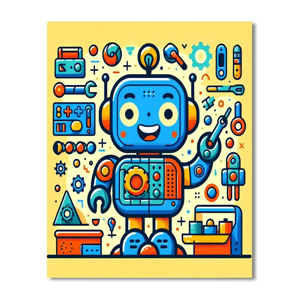Joyful Robot Buddy DIY Paint By Numbers