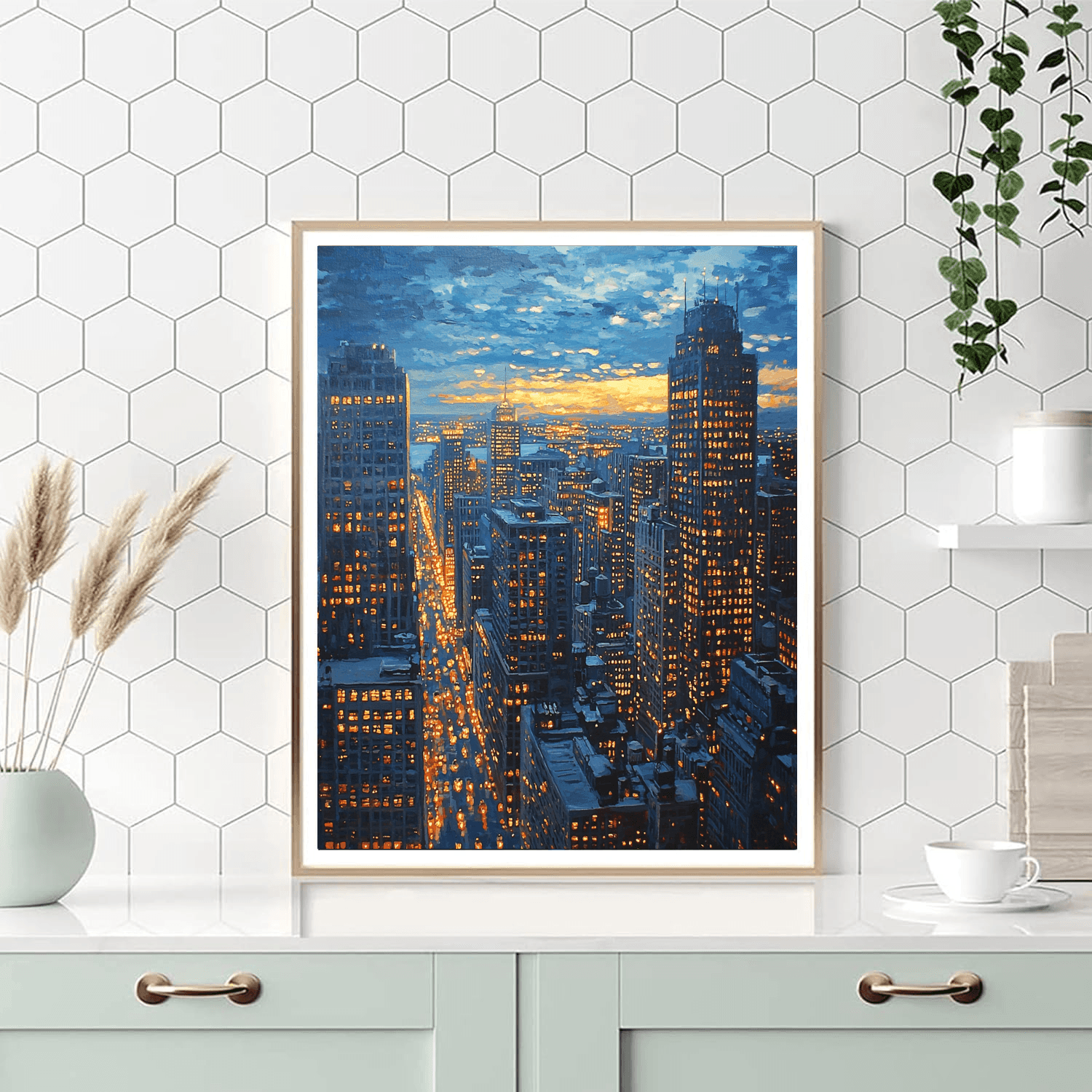 Edward Hopper Inspired Metropolitan Twilight Glow  Paint By Color