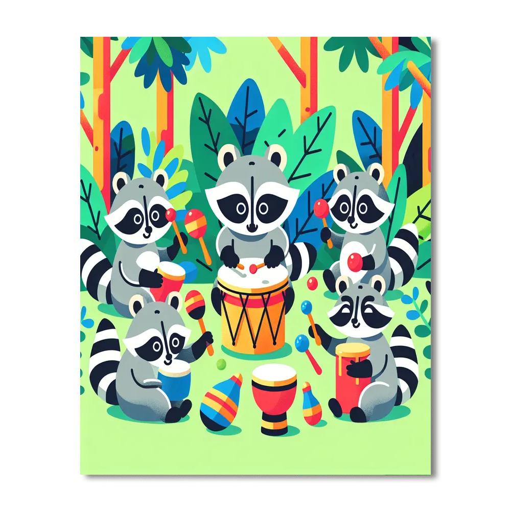 Rainforest Rhythm Raccoons Numbered Painting Kits