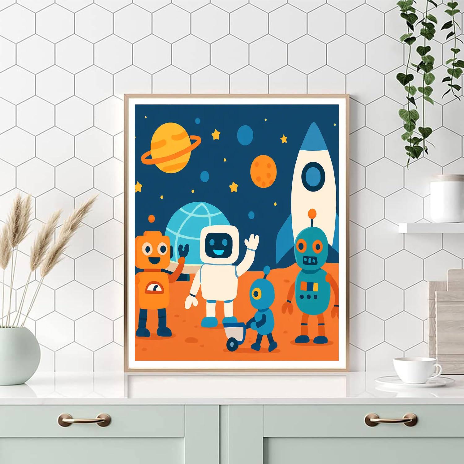 Robot Space Colony Paint By Numbers