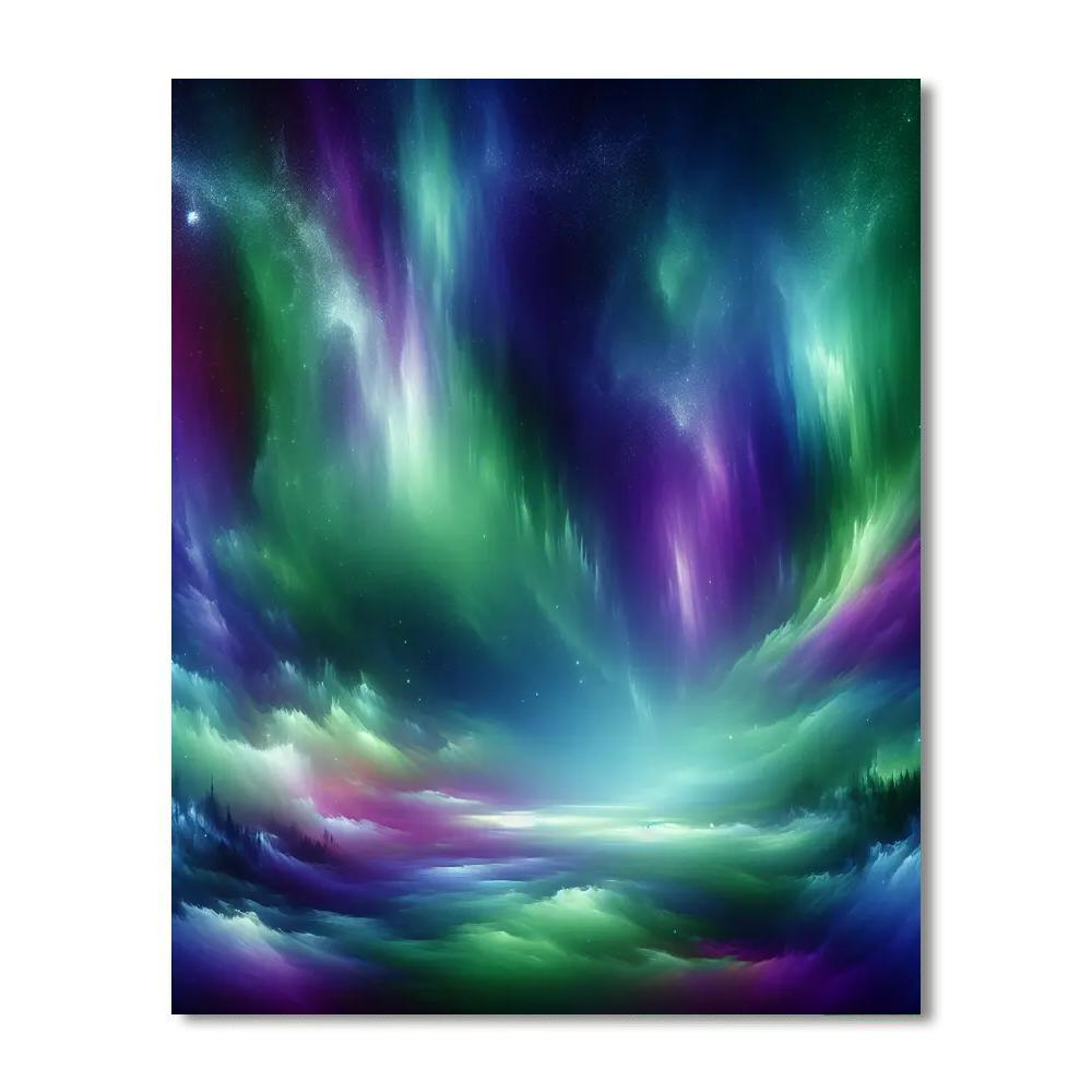 Majestic Aurora Borealis Number Painting