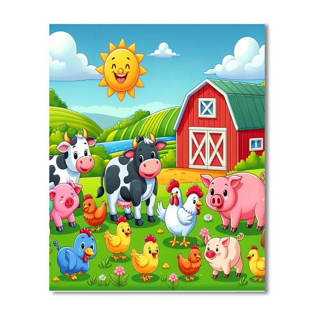 Cheery Farm Scene Paint By Numbers Art