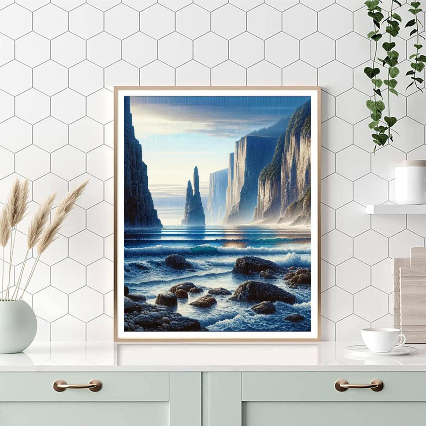 Coastal Cliffside Serenity Number Painting