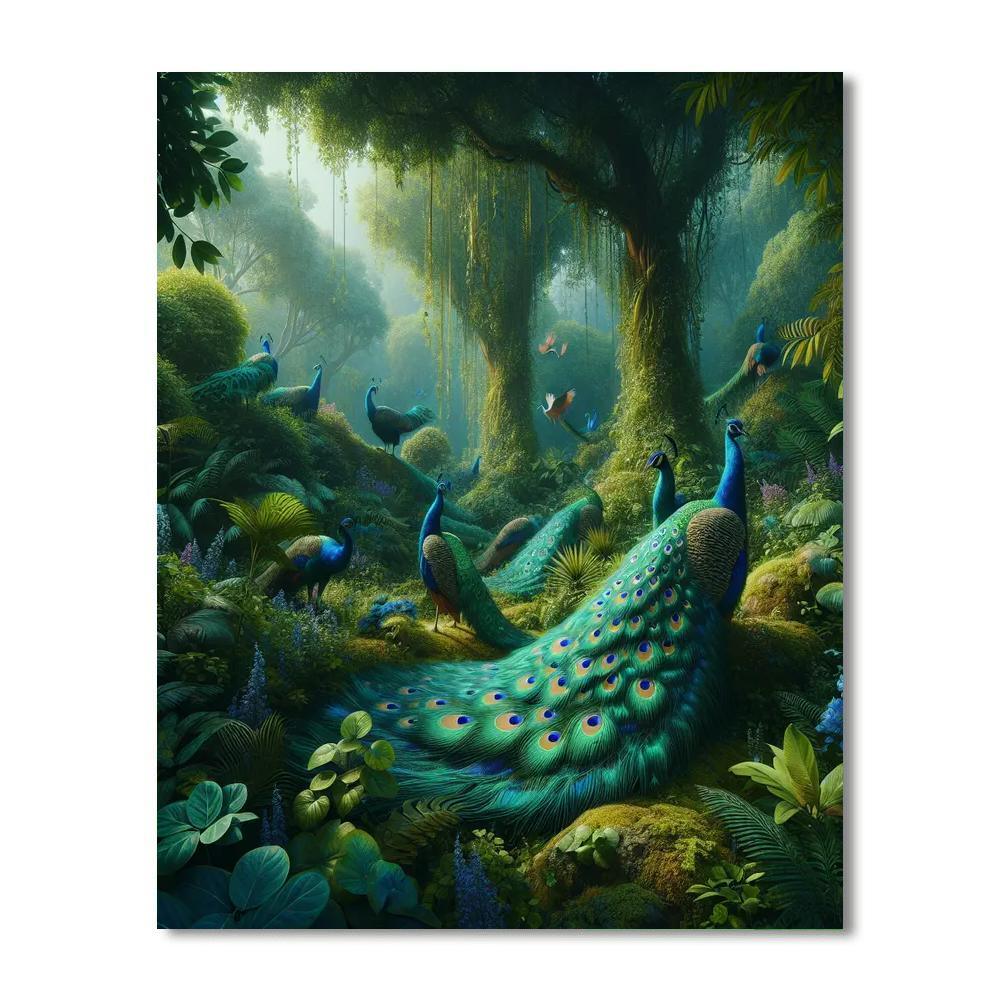 Elegant Peacock Sanctuary Paint By Color