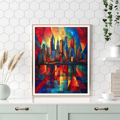 Kandinsky Inspired Ethereal City Skyline  DIY Paint By Numbers