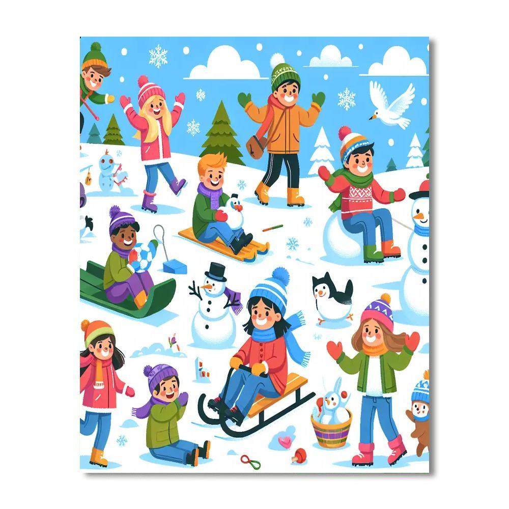 Joyful Winter Playtime Paint By Numbers Kits