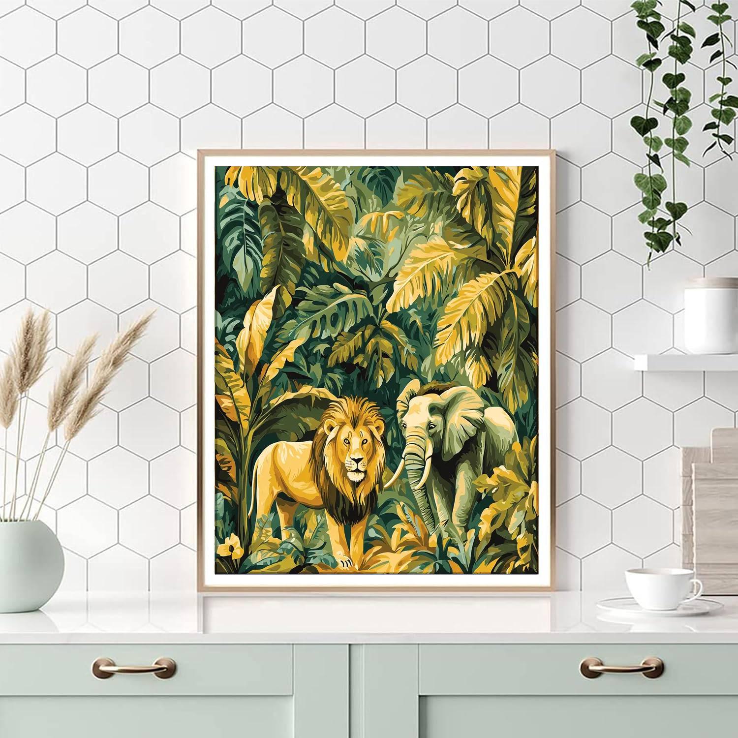 Rousseau Inspired Exotic Safari  Number Painting