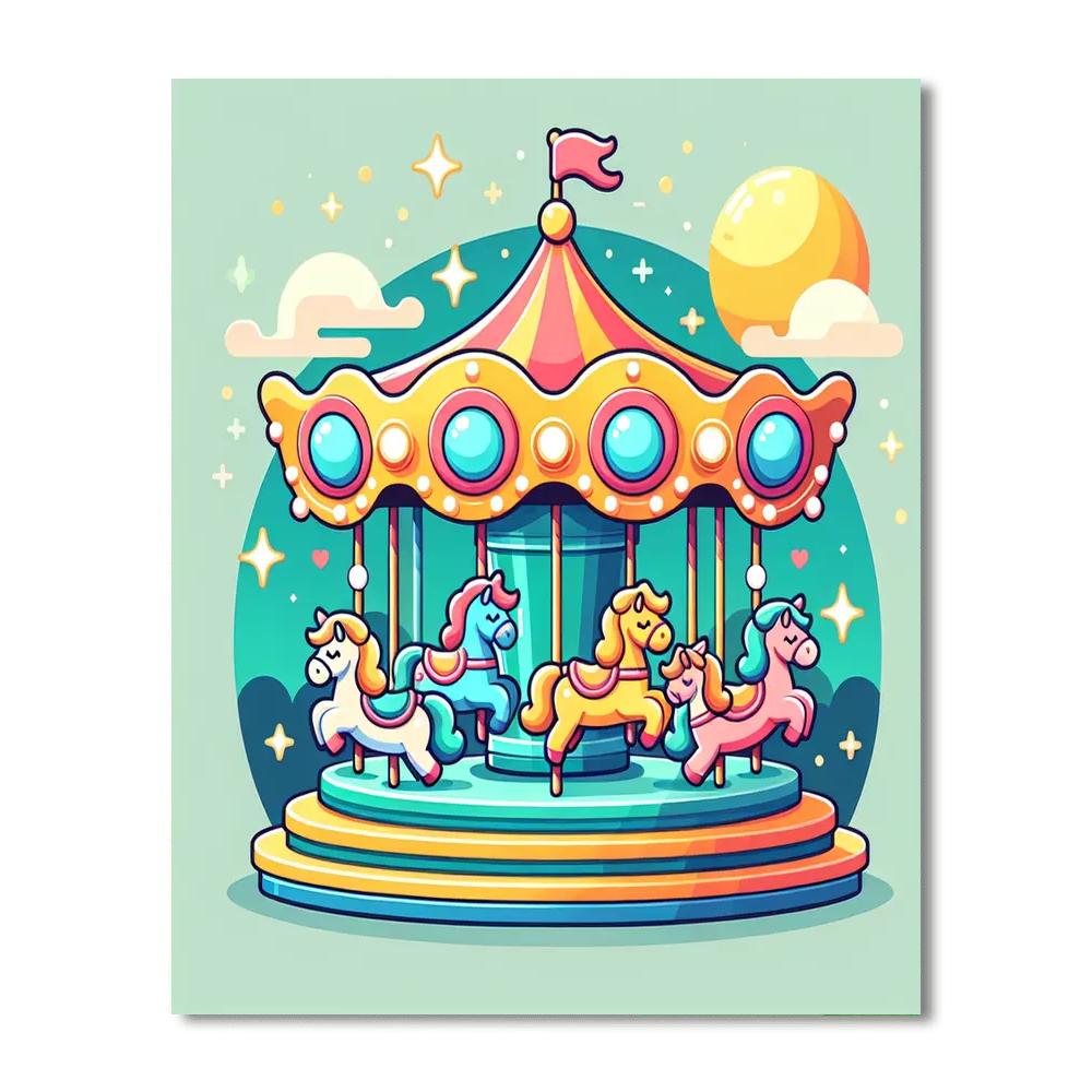 Cheerful Carousel Paint By Numbers Art