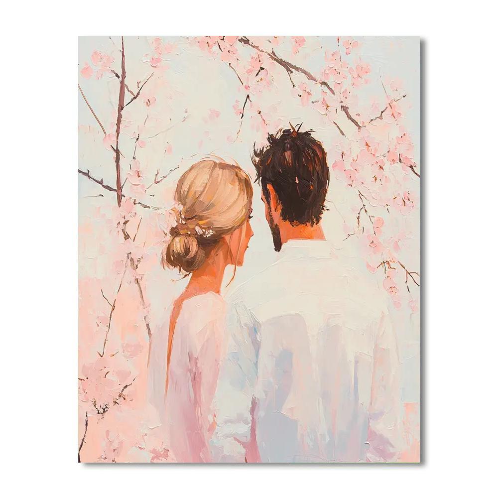 Mom's Hug Under Cherry Blossoms Paint By Numbers