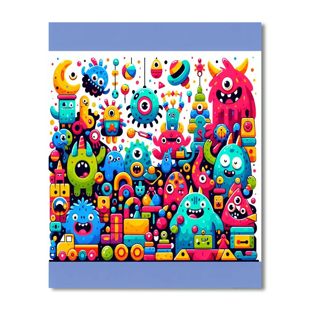 Friendly Monsters Playdate DIY Paint By Numbers