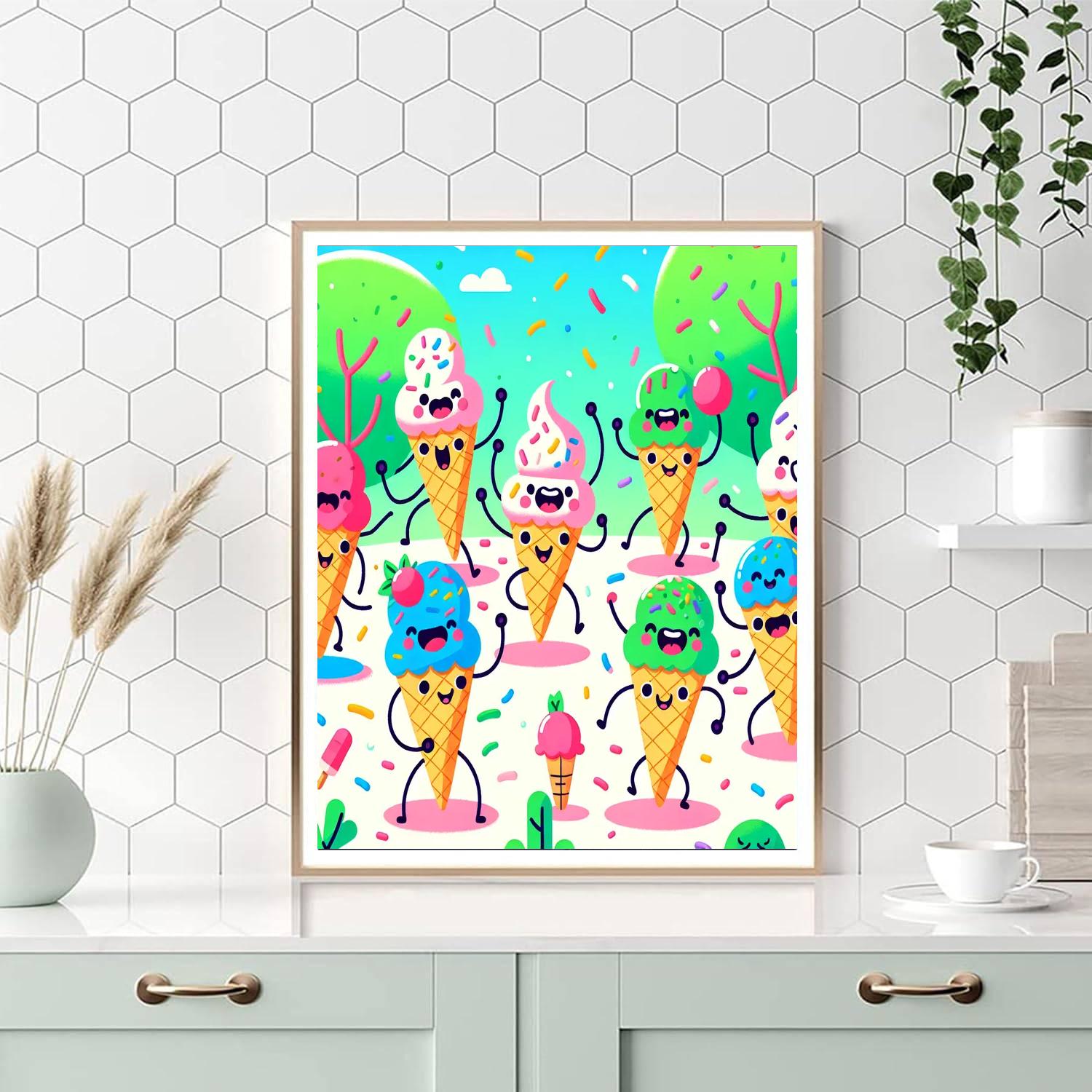 Dancing Ice Cream Cones Paint By Numbers Art