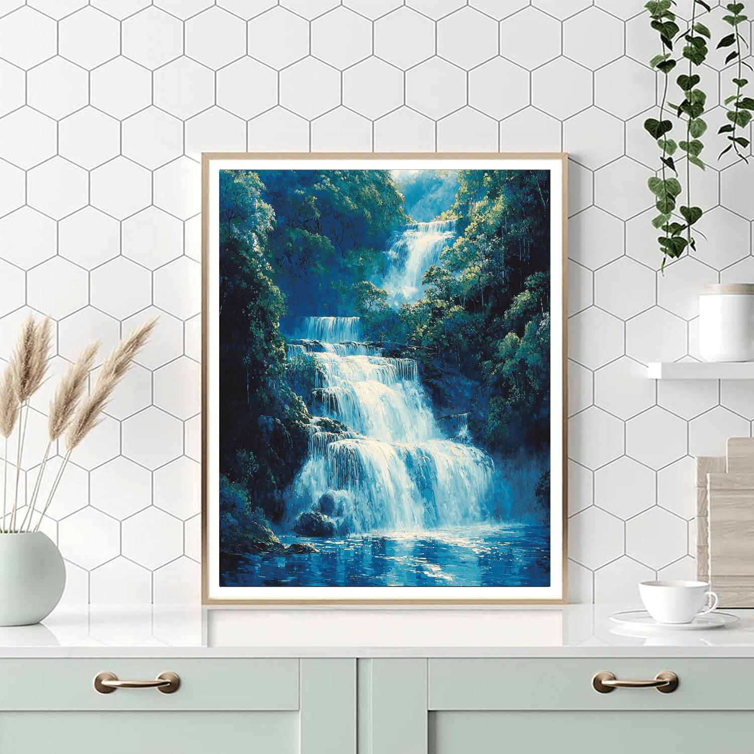 Katsushika Hokusai Inspired Cascading Dreams  Paint By Numbers Kits