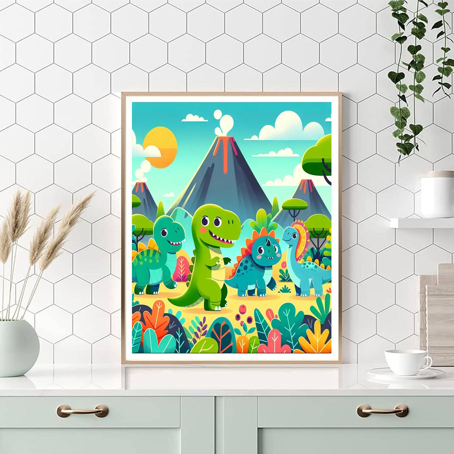 Vibrant Dino Adventure Painting Number Kit