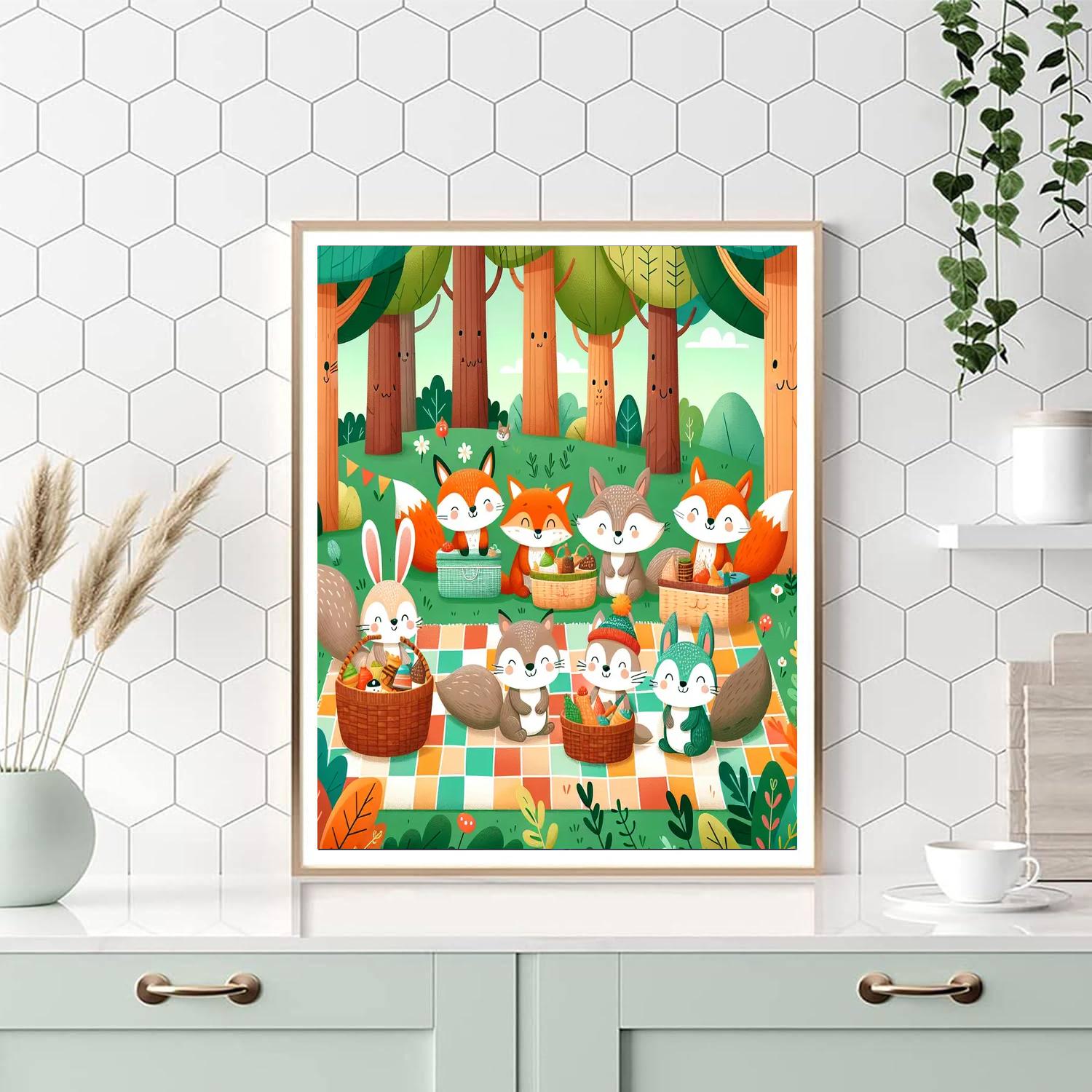 Friendly Forest Animal Picnic Number Painting
