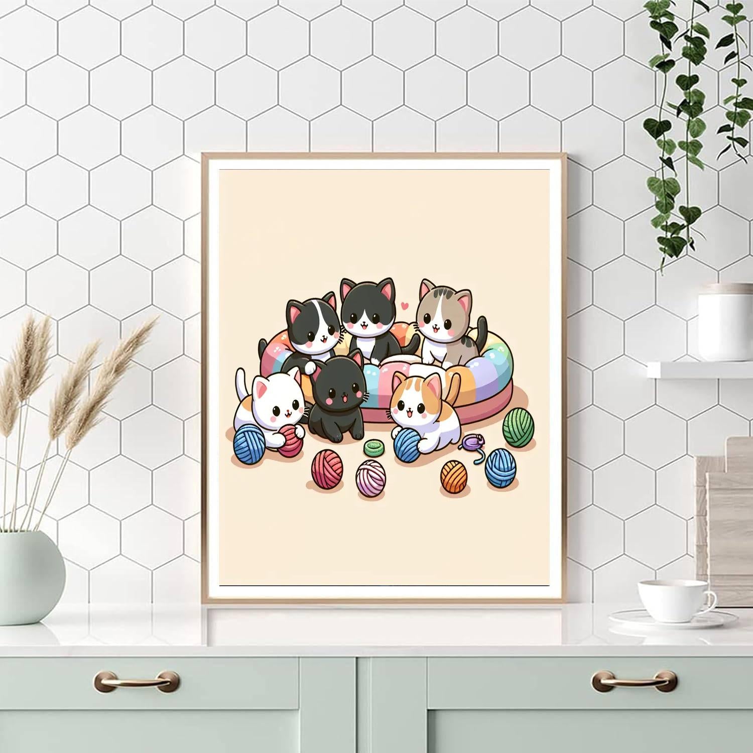 Cute Kittens Playing Number Painting