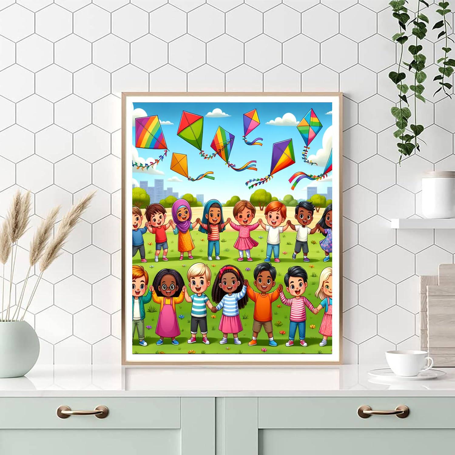Gentle Breeze With Kites Paint By Numbers Art
