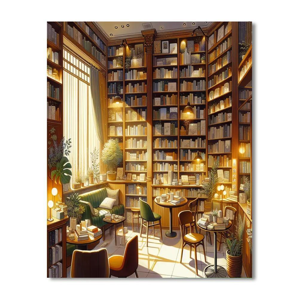 Charming Vintage Bookshop Paint By Number
