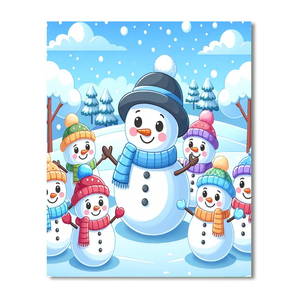 Happy Snowmen Paint By Numbers Art