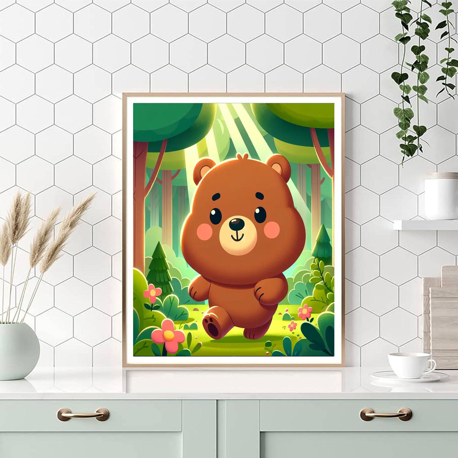 Brave Bear Cub Paint By Numbers Art