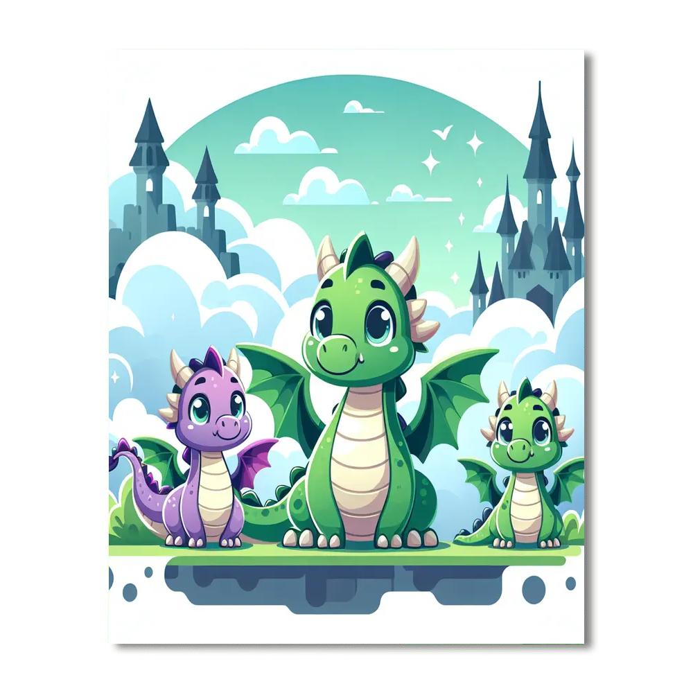 Charming Dragon Family Painting By Numbers Kit