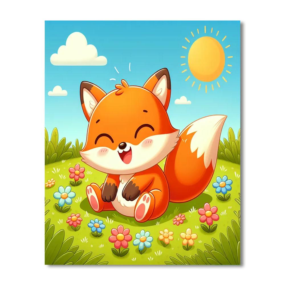 Playful Baby Fox Paint By Numbers Art