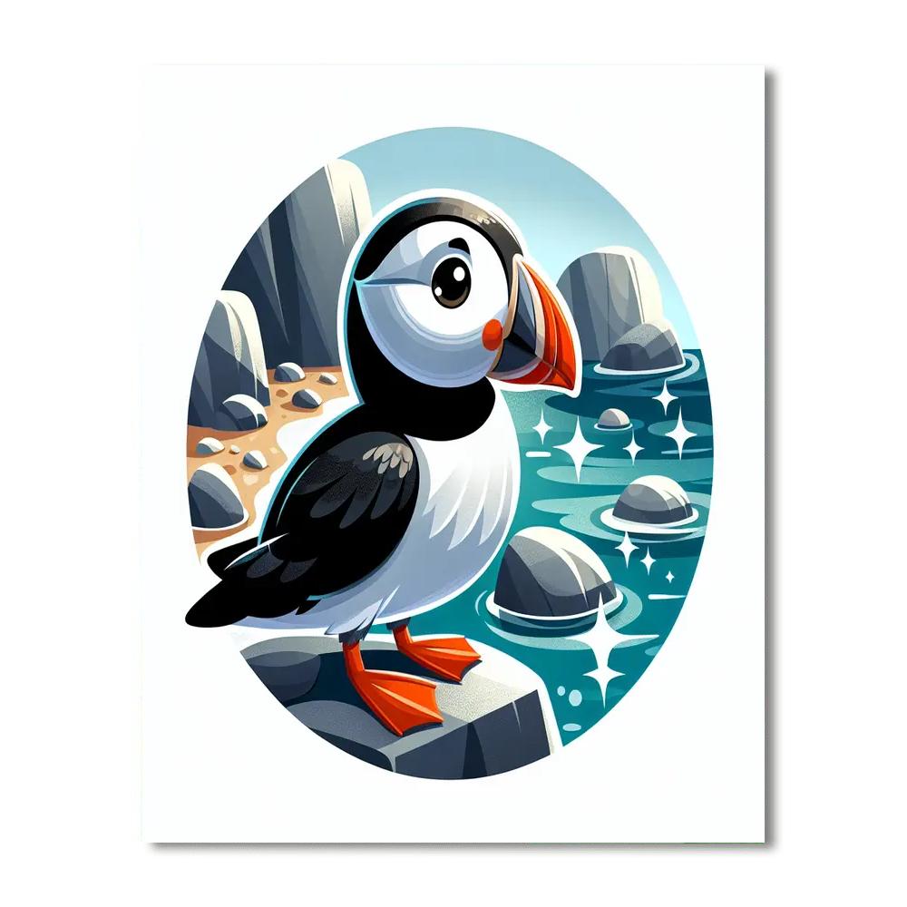 Pondering Puffin Paint By Numbers Art
