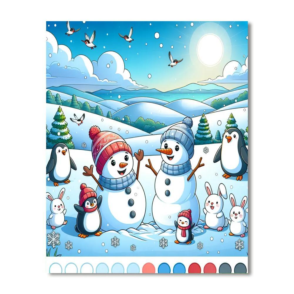 Sunny Snowman Fun Painting Number Kit