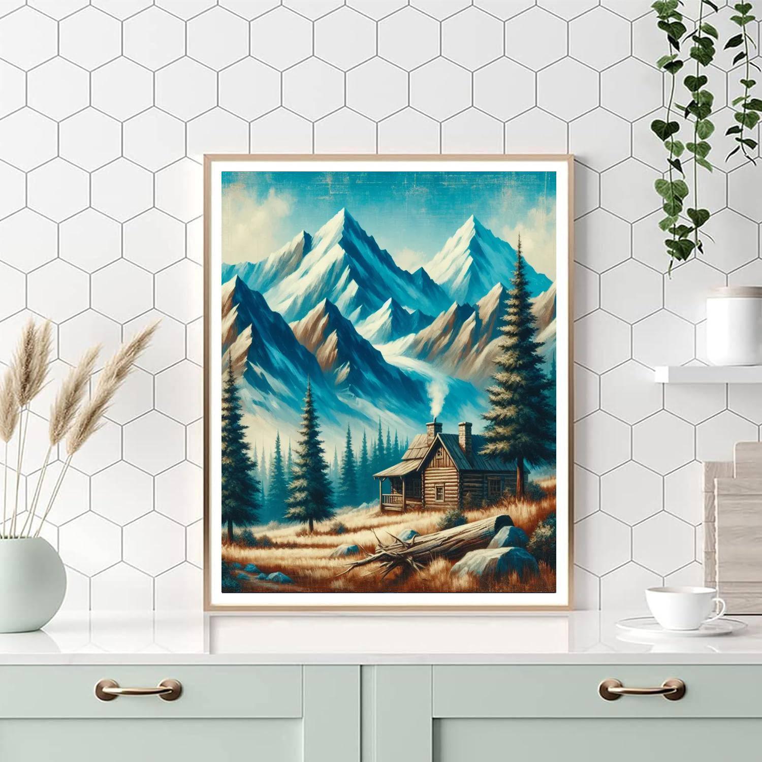 Rustic Mountain Escape Paint By Numbers Art