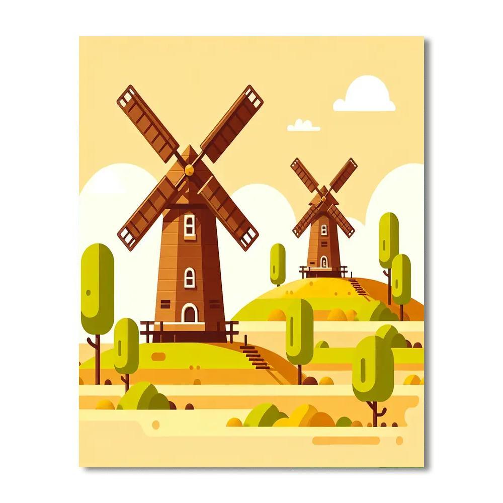 Whirling Windmills Paint By Numbers Art