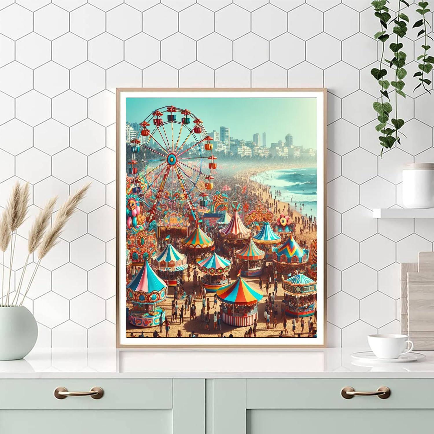 Vibrant Coastal Carnival Number Painting