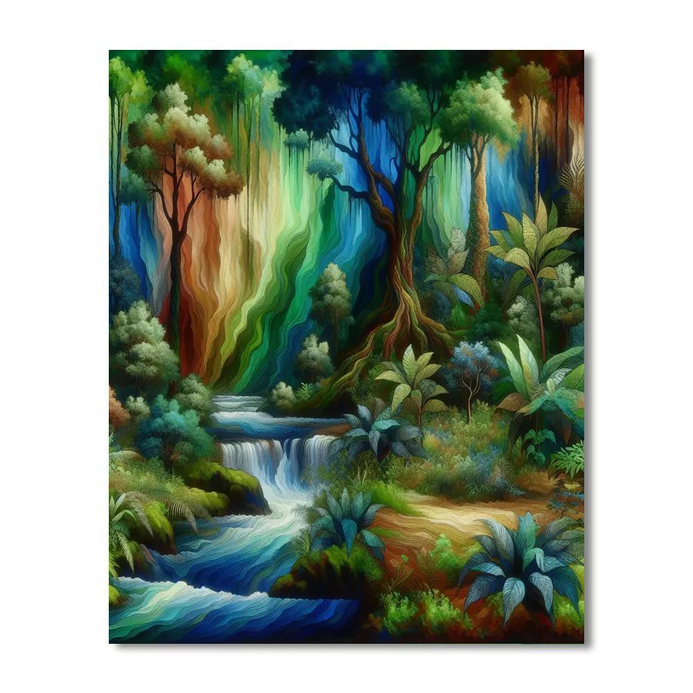 Peaceful Rainforest Sanctuary Painting Number Kit