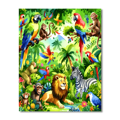 Cheerful Jungle Safari Paint By Numbers Kits