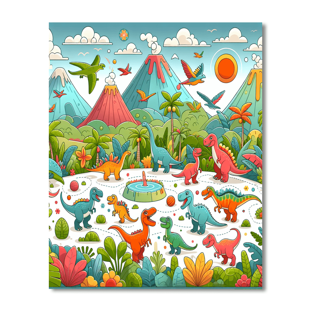 Dinosaur Park Adventure Paint By Numbers Art