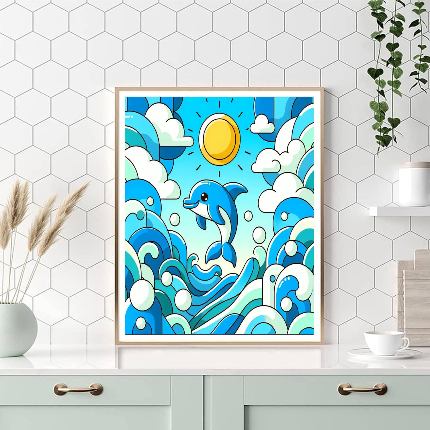 Sunny Dolphin Adventure Painting Number Kit