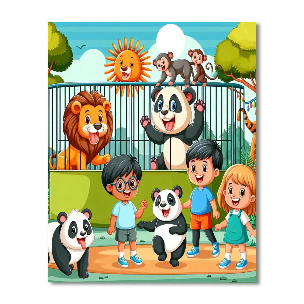 Lively Adventure At The Zoo Painting By Numbers Kit
