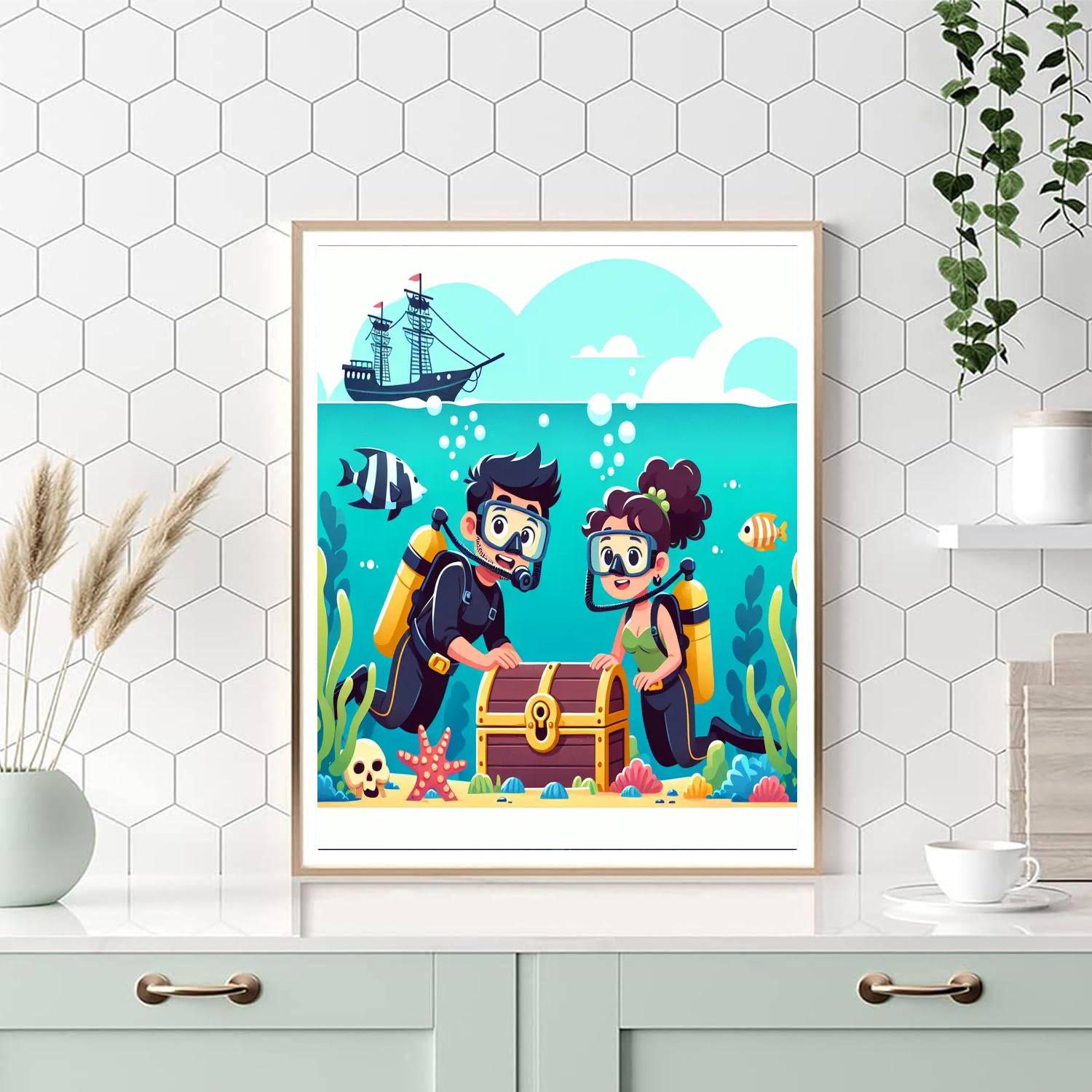 Underwater Pirate Treasure Painting Number Kit