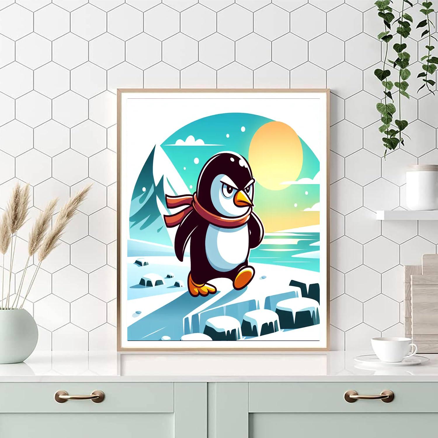 Pioneering Penguin Paint By Numbers Art