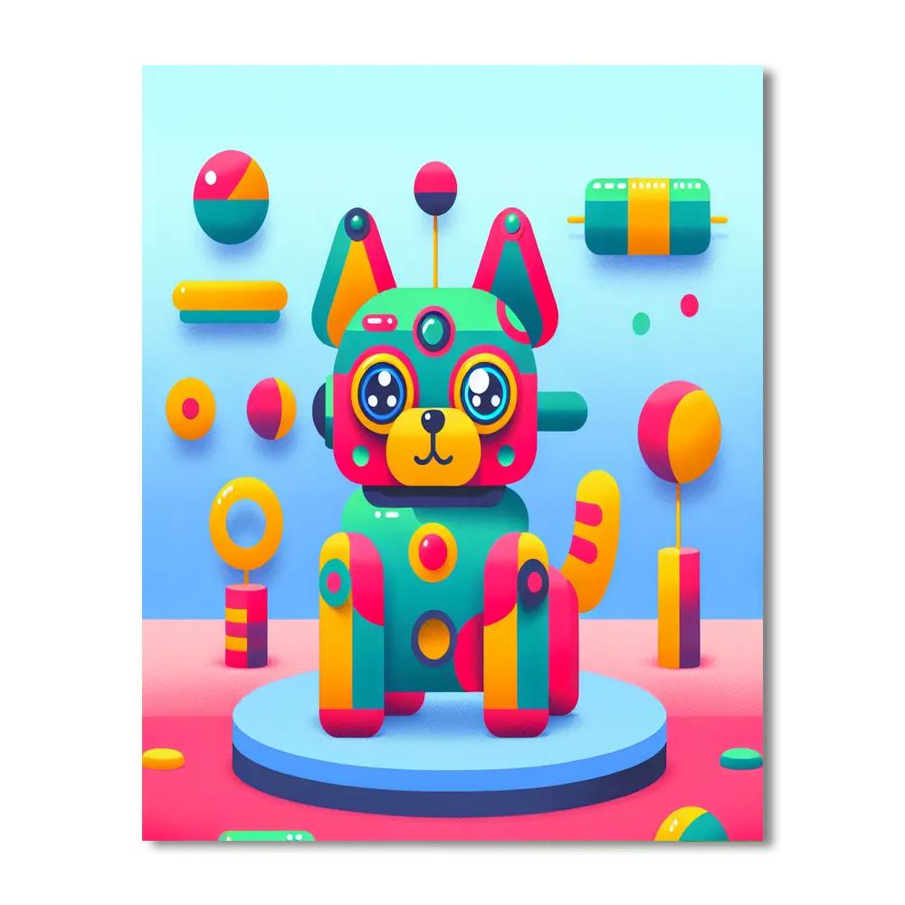 Colorful Robot Dog Numbered Painting Kits
