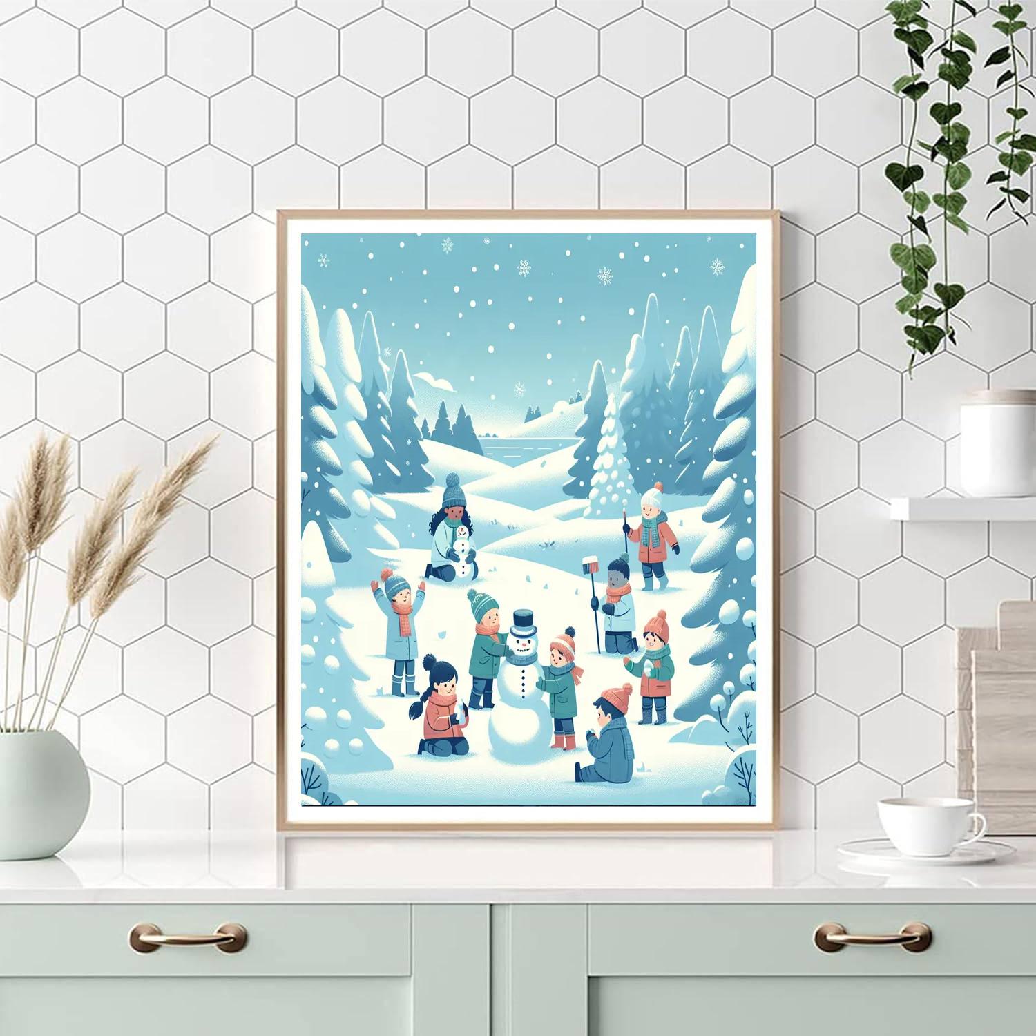 Frosty Snowy Scene Painting Number Kit