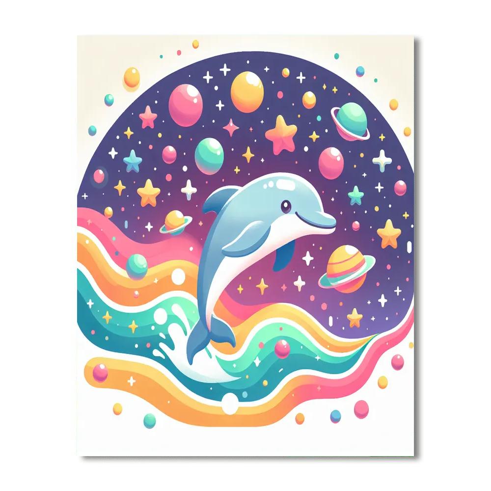 Celestial Dolphin's Galactic Swim Paint By Color