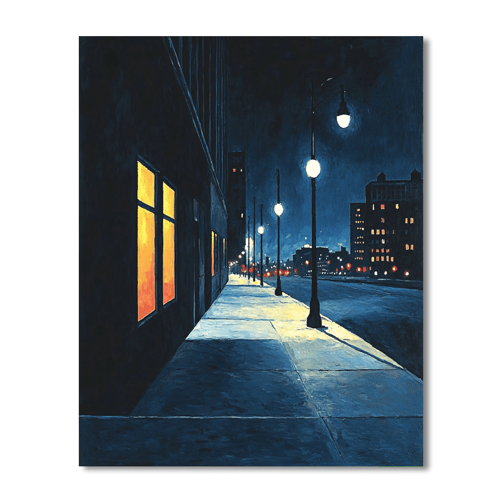 Edward Hopper Inspired Nighttime Citylights  Paint By Numbers Art