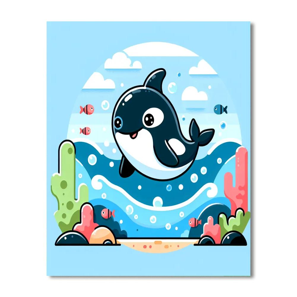 Friendly Orca's Ocean Swim Numbered Painting Kits