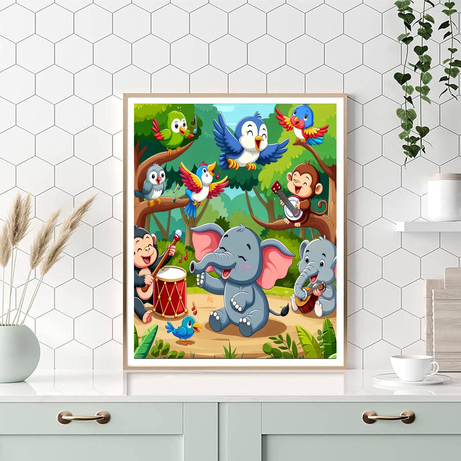 Jungle Animals Orchestra Number Painting