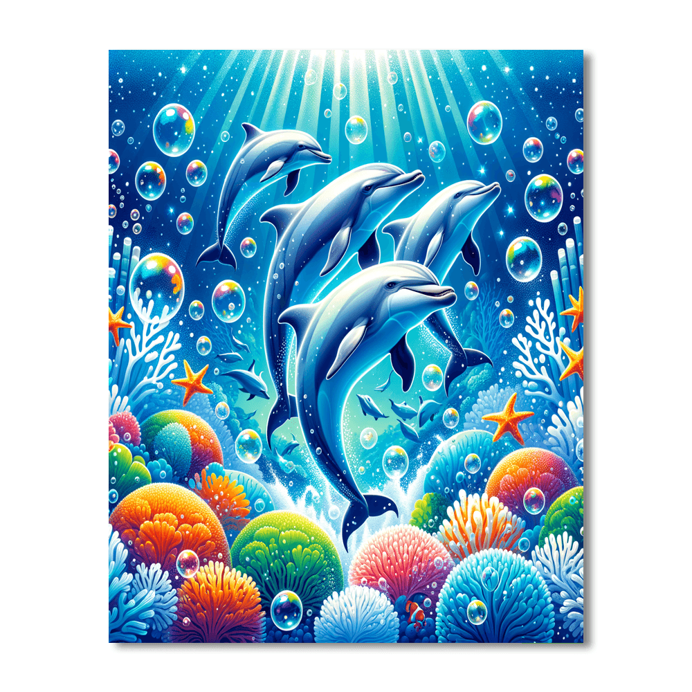 Dolphins In Crystal Waters Numbered Painting Kits