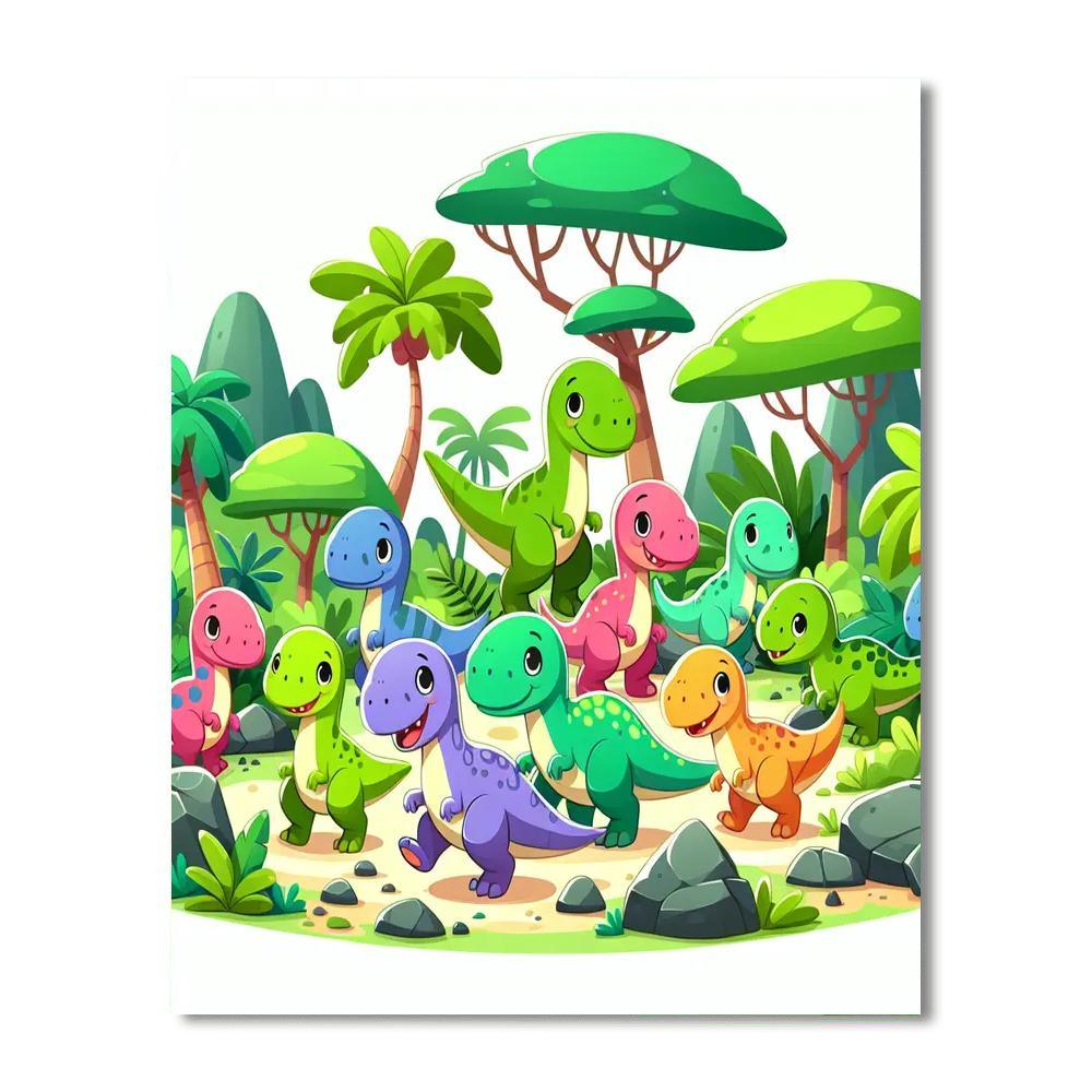 Adventure With Dino Friends Numbered Painting Kits