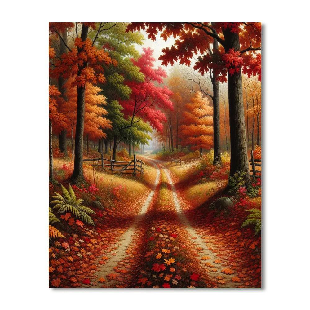 Rustic Autumn Pathway DIY Paint By Numbers