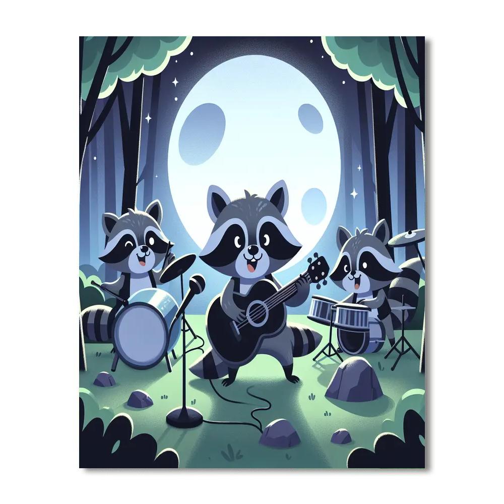 Raccoon Rock Band Number Painting